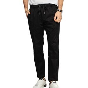 Dolce & Gabbana Essential Black Stretch Cotton Jogger Pants IT 46 Metal Logo Tag